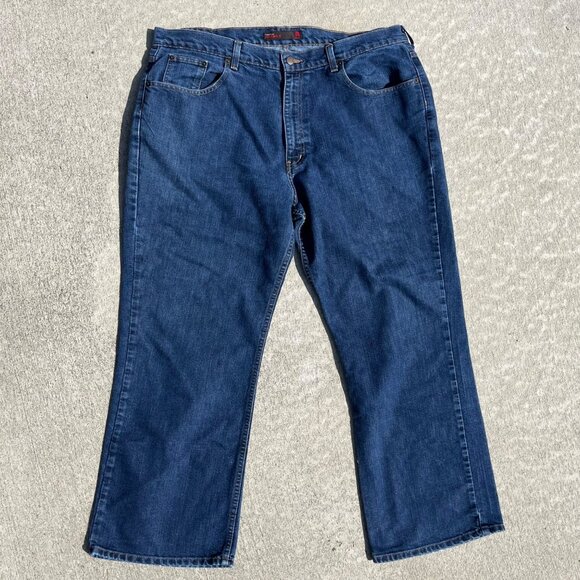 Perry Ellis Mens‎ Straight Leg Jeans Blue Denim Cotton Poly Size 42 x 30 - Picture 1 of 7